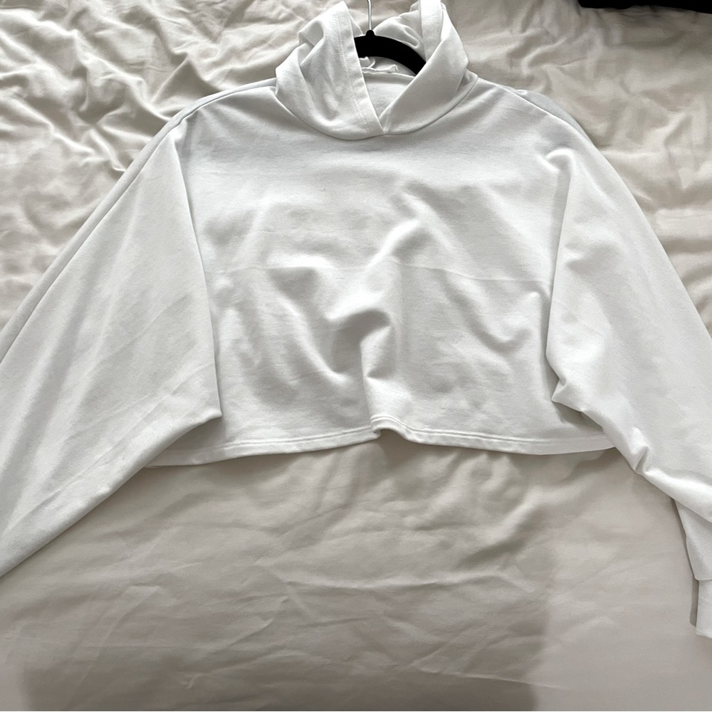 Cropped all white hoodie from LUSH